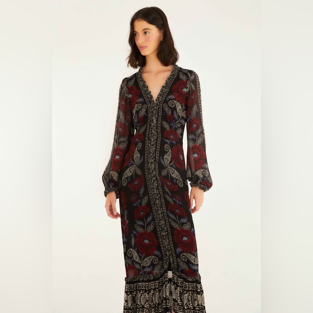 FARM Rio Black and Red Long Sleeve Dress - Picture 4 of 11